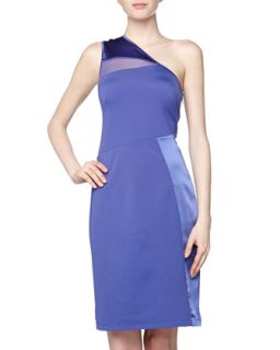 One Shoulder Combo Sheath Dress, Royal Blue