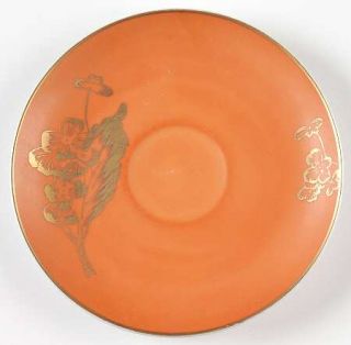 Dorothy Thorpe Persimmon Saucer, Fine China Dinnerware   Orange Background,Gold