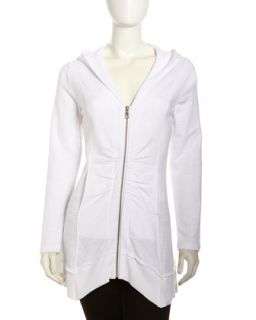 Roxanne Zip Front Long Sleeve Hoodie Jacket, White