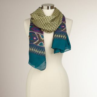 Teal and Purple Ikat Scarf   World Market