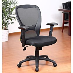 Contemporary Aragon Mesh Task Chair (BlackSeat size: 19.5 inches wide x 18.5 inches deepArm height: 26.5 33 inches highSeat height: 18 21.5 inches highAdjustable tilt tension controlPneumatic gas lift seat height adjustmentHooded double wheel casters and 