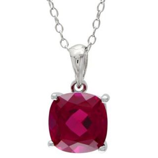 Solitaire Ruby Silver Pendant with Chain   Silver