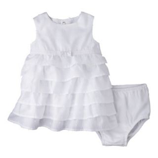 Cherokee Newborn Infant Girls Sleeveless A Line Dress   White 0 3 M