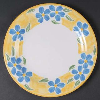 Dansk San Martino Dinner Plate, Fine China Dinnerware   Yellow Edge,Blue Flowers