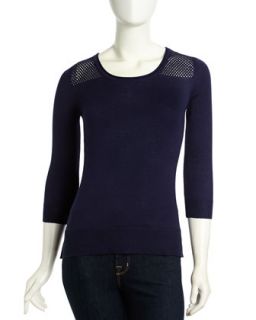 Relaxed Waffle Knit Sweater, Navy