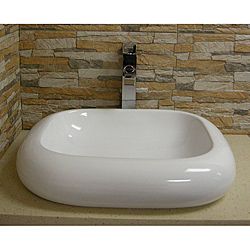 Rectangular Vitreous china White Vessel Sink (WhiteType: VesselMaterial: CeramicPop up drain not includedFaucet not includedDimensions: width   21 inches height   4 1/2 inches depth   19 inches CeramicPop up drain not includedFaucet not includedDimensions