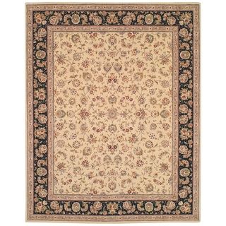 Safavieh Handmade Persian Court Beige/ Black Wool/ Silk Rug (6 X 9)