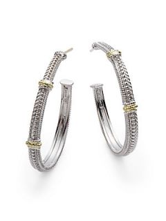 Marina Textured Hoop Earrings/1.4 Inches   Silver Gold