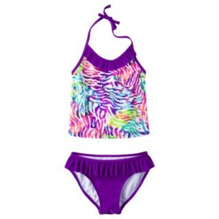 Xhilaration Girls Purple Halter Tankini Swimsuit   M