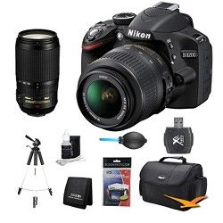Nikon D3200 DX format Digital SLR Kit w/ 18 55m and 70 300mm Lens Kit