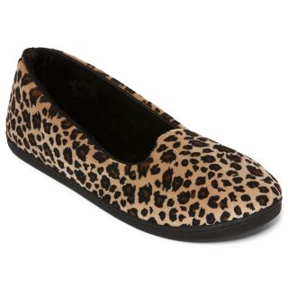 Dearfoams Embroidered Velour Slippers, Leopard, Womens