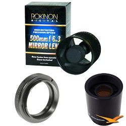 Rokinon 500mm F6.3 Mirror Lens for Sony Alpha / Minolta with 2x Multiplier (Blac