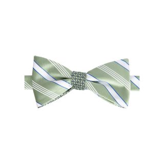 Stafford Scout Stripe Pre Tied Contrast Knot Bow Tie, Green, Mens
