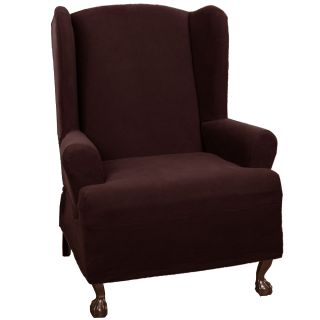 Stretch Pixel Wing Chair Slipcover, Sand