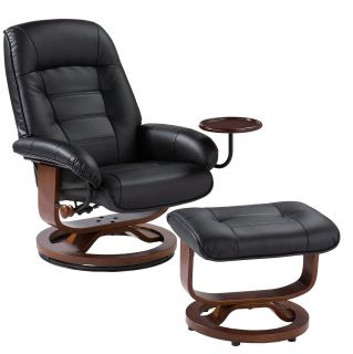 Black Leather Recliner and Ottoman
