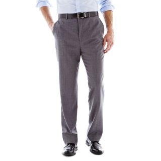 Stafford 100% Wool Flat Front Suit Pants   Slim Fit, Grey, Mens