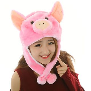 Unisex Adorable Pink Pig Warm Fuzzy Kigurumi Aminal Beanie
