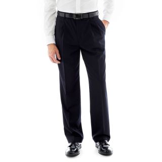 Stafford Super 100 Pleated Suit Pants, Navy, Mens