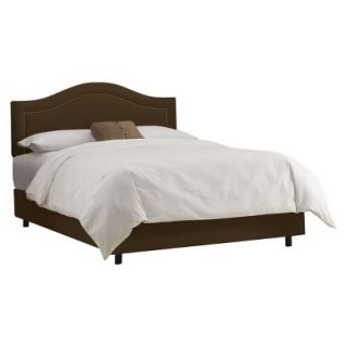 Skyline Queen Bed: Skyline Furniture Merion Inset Nailbutton Bed   Chocolate