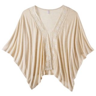 Xhilaration Juniors Crochet Trim Cardigan   Oatmeal XXL