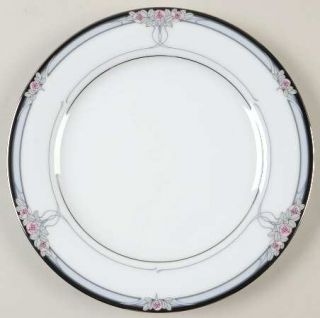 Noritake Seance Salad Plate, Fine China Dinnerware   Commander,Pink Flowers,Gray