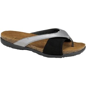 Naot Womens Allison Sterling Slate Nubuck Black Stretch Sandals, Size 38 M   4724 NL7