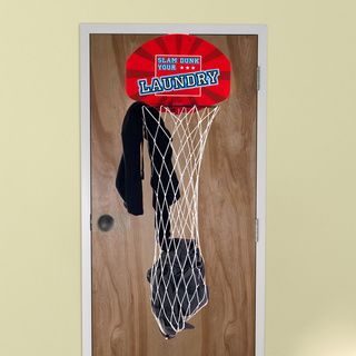 Slam Dunk Your Laundry Over The Door Basketball Hamper Net