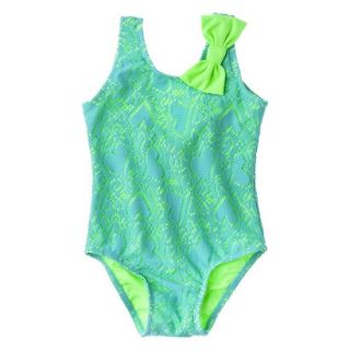 Circo Infant Toddler Girls Heart 1 Piece Swimsuit   Turquoise 5T
