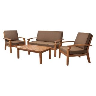 Smith & Hawken Brooks Island 4 Piece Wood Patio Conversation Furniture Set  