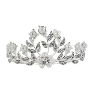 Pearls & Crystals Hair Comb   Clear/White