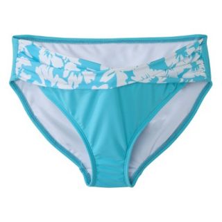 Womens Maternity Twist Front Hipster Swim Bottom   Turquoise/White S