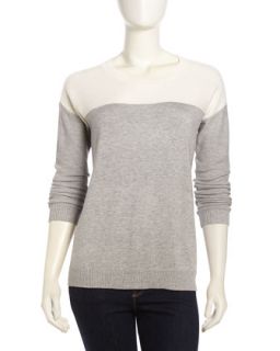 Long Sleeve Ribbed Knit Sweater, Heather Gray