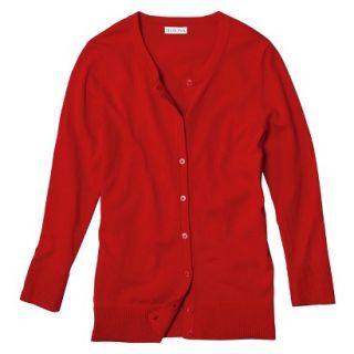 Merona Petites Long Sleeve Crew Neck Cardigan Sweater   Red XSP