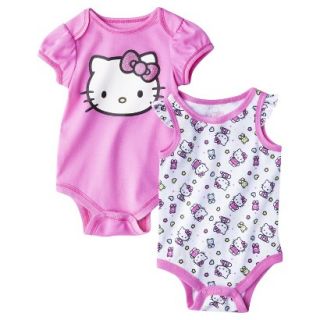 Hello Kitty Newborn Girls 2 Pack Bodysuit   Pink NB