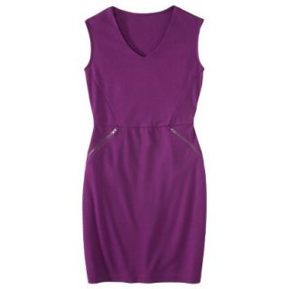 Mossimo Womens Ponte V neck Zippered Pocket Dress   Purple L