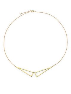 Jennifer Zeuner Jewelry Double Triangle Necklace   Yellow Gold