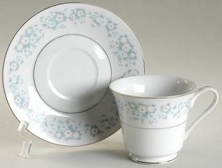 Style House Damask (Rim Shape) Footed Cup & Saucer Set, Fine China Dinnerware  