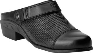 Womens Ariat Sport Mule   Black Woven Full Grain Leather Slip on Shoes