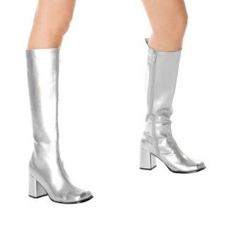 Silver Gogo Boots Adult   6.0
