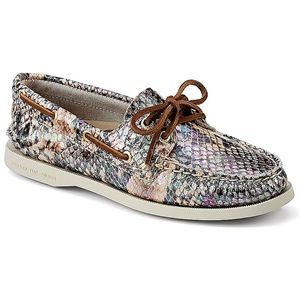 Sperry Top Sider Womens Authentic Original 2 Eye Natural Iridescent Python Shoes, Size 8 M   9265687