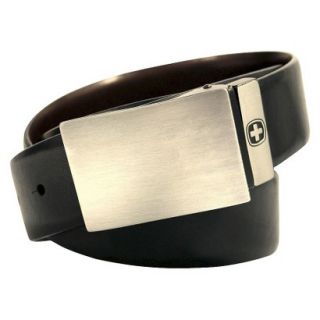 Swiss Gear Mens Genuine Leather Reversible Belt with Plaque Buckle   Charcoal M