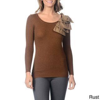 Yal Yal Womens Tafetta Bow Detail Sweater Brown Size L (12  14)