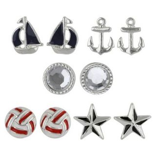 Social Gallery by Roman Button Post Earrings 5 Pairs Nautical Gift Box Set  