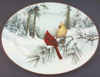 Lenox China Winter Greetings 16 Scenic Oval Platter, Fine China Dinnerware   Re