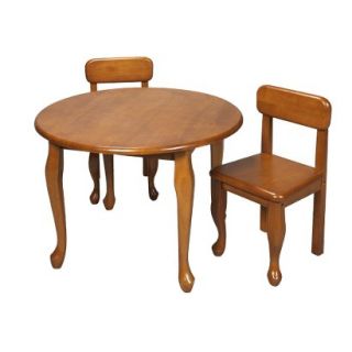 Kids Table and Chair Set: Queen Anne Round Table and 2 Chairs   Honey
