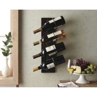 Wine Holder: 4 Bottle Wine Holder with Metal Rings   Chocolate