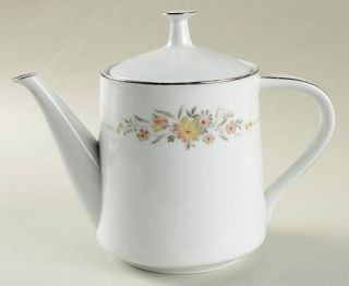 Noritake Gina Teapot & Lid, Fine China Dinnerware   Pink/Gray Flowers