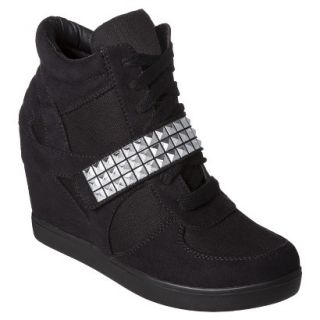 Womens Xhilaration Shayenne High Top Sneaker Wedge   Black 9.5