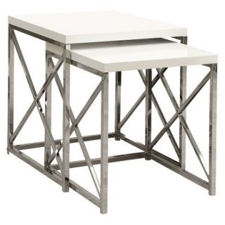 Accent Table: Monarch Specialties Nesting Table 2 Piece Set   White