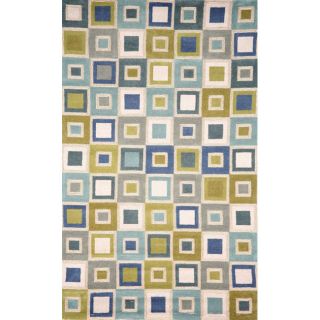 Handmade Light Blue Square Rug (36 X 56)